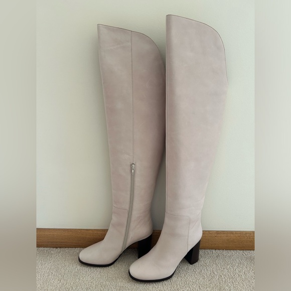 NIB Free People Jeffrey Campbell Ollie Over-the-Knee Boots in Light Grey Leather - Picture 6 of 16